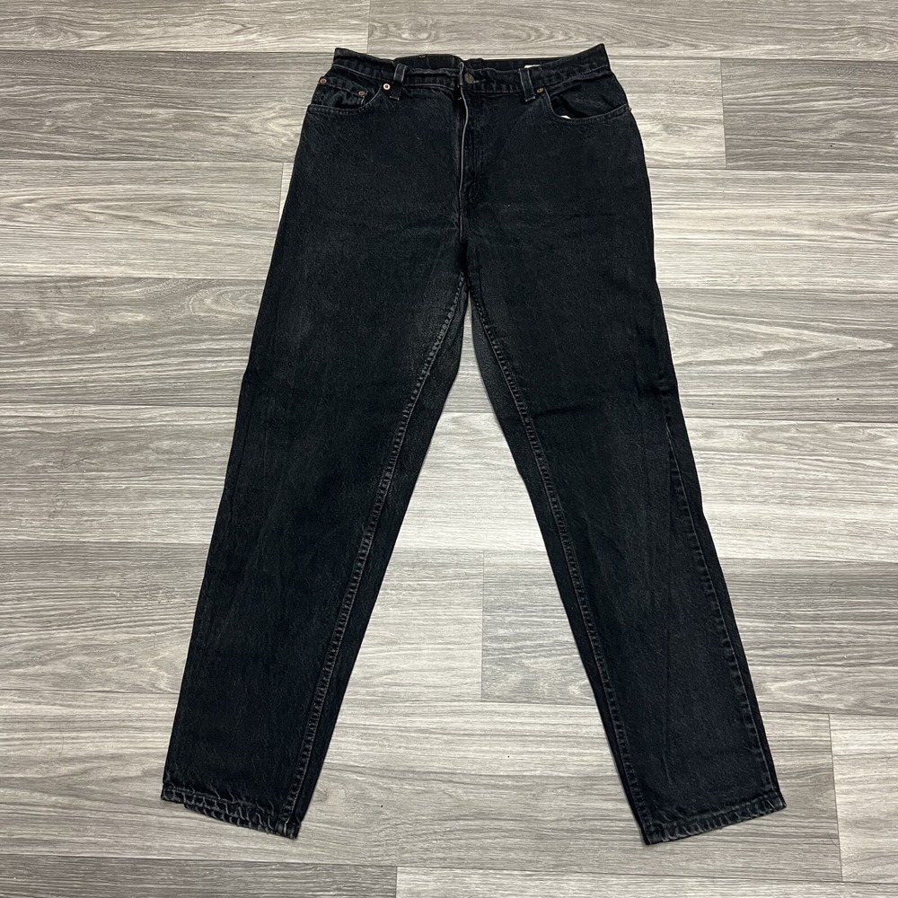 Vintage 90s Levi's 551 Black Jeans Women 14 31x30 Faded Denim Distressed USA